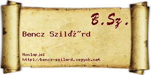 Bencz Szilárd névjegykártya
